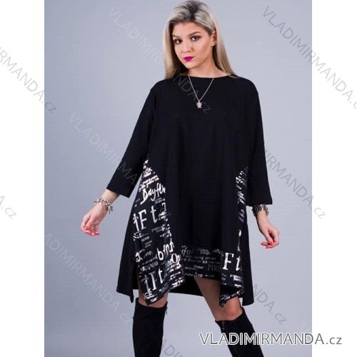 Šaty dlouhý rukáv dámské nadrozměr (2XL/3XL ONE SIZE) TURECKÁ MÓDA IMLI21086/DR 2XL/3XL Černá