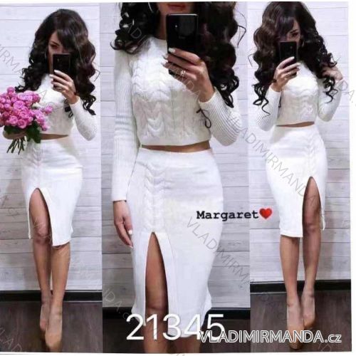 Knitted sweater set long sleeve and skirt women (S / M ONE SIZE) ITALIAN FASHION IMWE218059