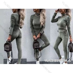 Velvet Zip Hoodie Set Long Sleeve Sweatpants Women's Long (S / M ONE SIZE) ITALIAN FASHION IMWY21735