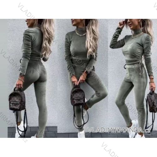 Velvet Zip Hoodie Set Long Sleeve Sweatpants Women's Long (S / M ONE SIZE) ITALIAN FASHION IMWY21735