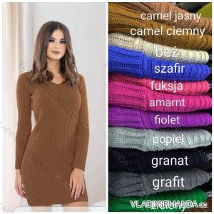 Šaty pletené/svetr prodloužený dlouhý rukáv dámský (S/M ONE SIZE) POLSKá MODA PMWT21815