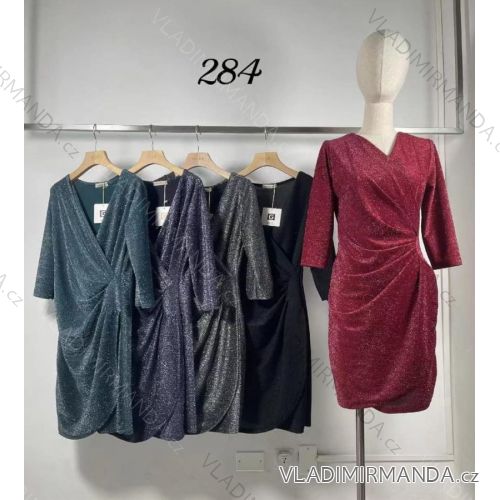 Šaty elegantní dlouhý rukáv dámské (S/M ONE SIZE) ITALSKÁ MÓDA IMM211535