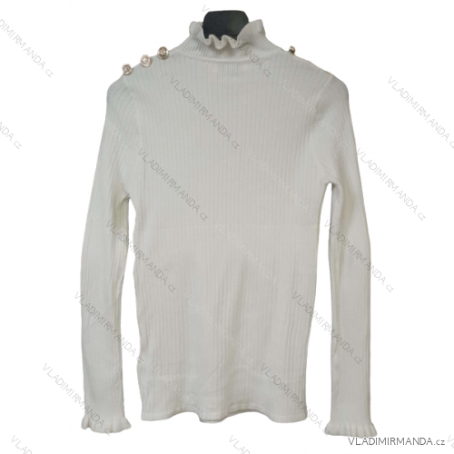 Women's Long Sleeve Sweater (S / M ONE SIZE) ITALIAN FASHION IMWA216590 white S/M