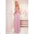 362-3 JUSTINE Long dress with a neckline and a tie - dirty pink