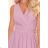 362-3 JUSTINE Long dress with a neckline and a tie - dirty pink