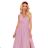 362-3 JUSTINE Long dress with a neckline and a tie - dirty pink