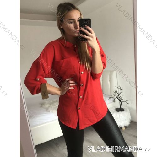 T-Shirt lange Ärmel (uni sl) ITALIENISCHE Mode IM3170116 S/M rot