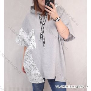 Šaty mikinové dlouhý rukáv dámské oversize (L/XL/2XL ONE SIZE) ITALSKÁ MÓDA IMWK21FL50705