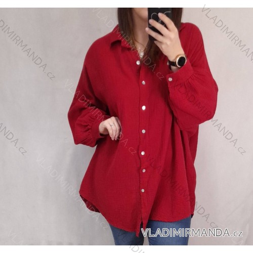 Košile tunika 3/4 rukáv dámská nadrozměr (uni xxl) ITALSKÁ MÓDA IM821012 2XL/3XL one size red