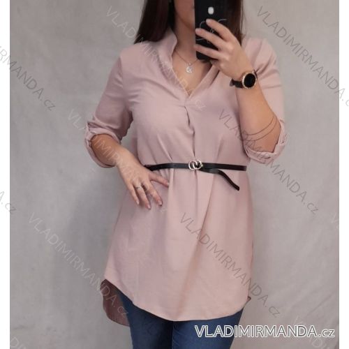 Šaty elegantní s páskem douhý rukáv (L/XL ONE SIZE) ITALSKá MODA IMM21u3297