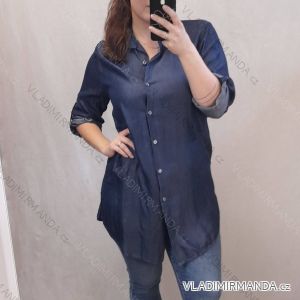 Košile riflová dlouhý rukáv dámská nadrozměr (XL/2XL ONE SIZE) ITALSKá MóDA IM722013