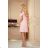 359-1 A trapezoidal dress with frills on the shoulders - pastel pink