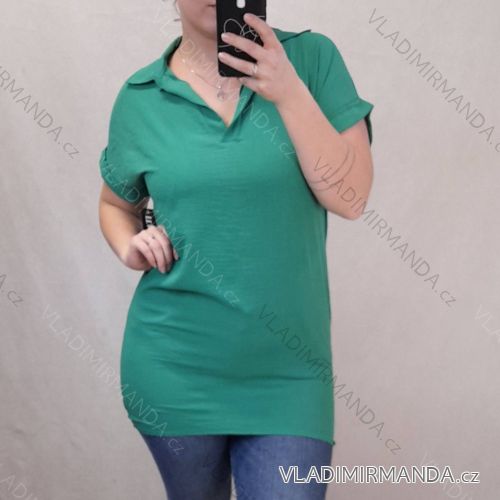 Tunika košilová krátký rukáv dámská nadrozměr (XL/2XL ONE SIZE) ITALSKÁ MÓDA IMJ22006