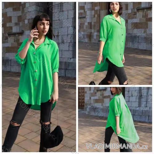 Women's Long Sleeve Extended Shirt (S / M ONE SIZE) ITALIAN FASHION imwy22019