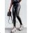 Elegant Long Leatherette High Waist Pants Women (S-XL) ITALIAN FASHION IMWA216601 black S