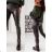 Elegant Long Leatherette High Waist Pants Women (S-XL) ITALIAN FASHION IMWA216601 black S