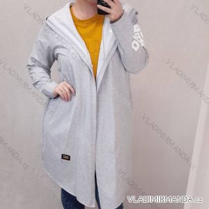 Cardigan dloouhý bavlněný s kapucí dámská (L/XL ONE SIZE) ITALSKÁ MÓDA MA821101