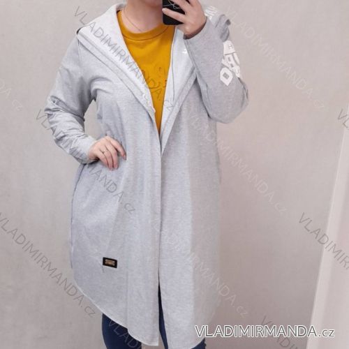 Cardigan dloouhý bavlněný s kapucí dámská (L/XL ONE SIZE) ITALSKÁ MÓDA MA821101