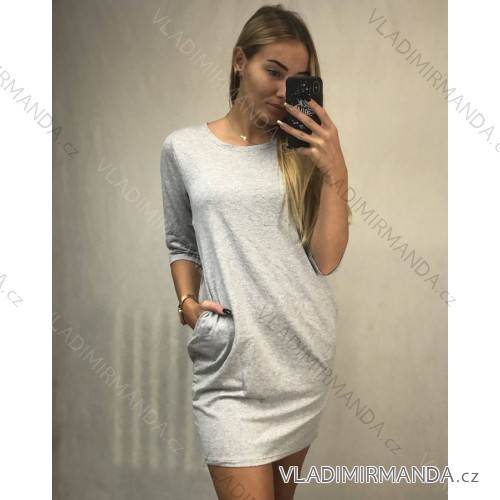 Dress with 3/4-sleeve ladies pocket (uni sl) ITALIAN Fashion IM3181746 S / L grey