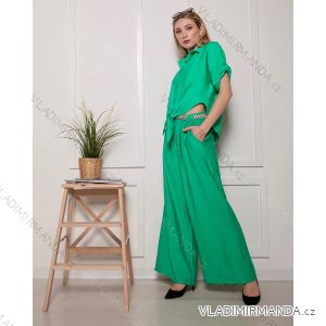 Top košilový s krátkým rukávem dámský (S/M ONE SIZE) ITALSKÁ MÓDA IMM22U5295