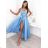 Long summer satin dress with straps women with belt (UNI S / M) ITALIAN FASHION IMM22INFINITE