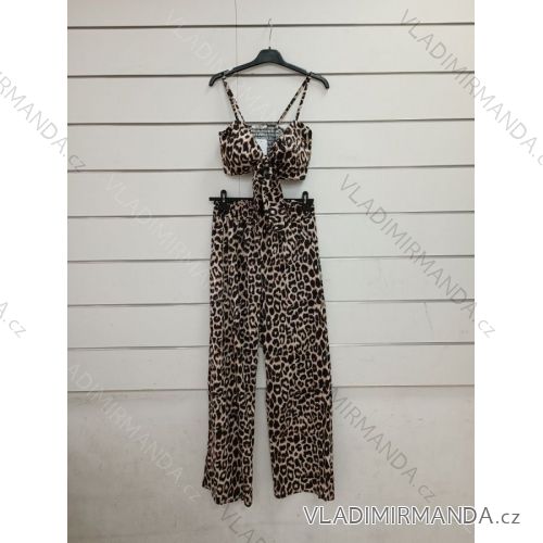 Souprava letní top na ramínka a kalhoty dámská leopard (S/M ONE SIZE) ITALSKÁ MÓDA IMWY221585