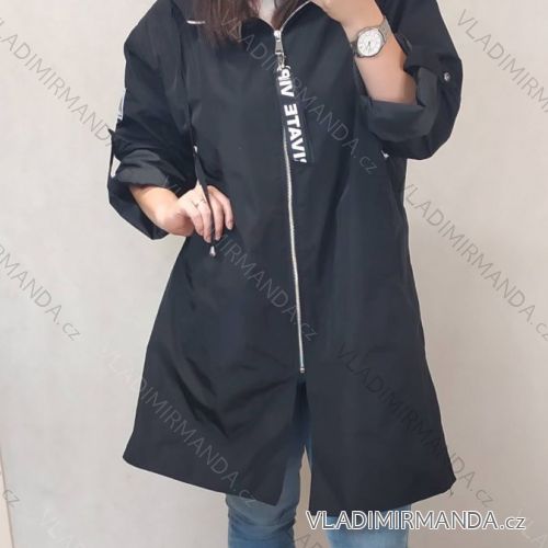 Coat Women's Long Jacket (S / M / L ONE SIZE) ITALIAN FASHION IMC21697 2XL/3XL Black