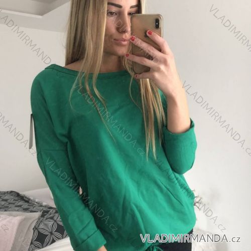 Tunika zavazovací dlouhý rukáv dámská (S/M/L ONE SIZE) ITALSKá MóDA IM522GREE