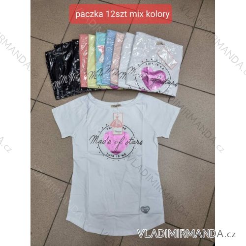 Tričko krátký rukáv dámské (S/M ONE SIZE) TURECKÁ MÓDA TMWG22G5326