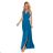 362-4 JUSTINE Long dress with a neckline and a tie - blue