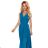 362-4 JUSTINE Long dress with a neckline and a tie - blue