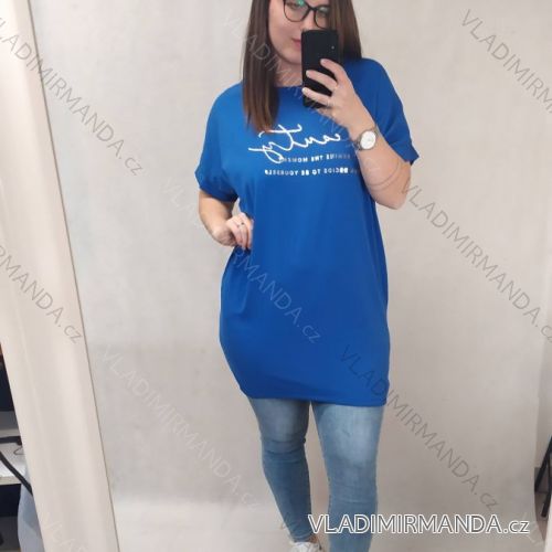 Tunika krátký rukáv dámská nadrozměr (4XL/5XL ONE SIZE) ITALSKÁ MÓDA IM422330