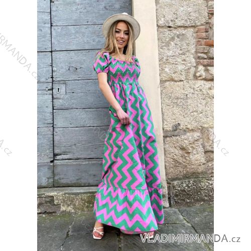 Women's Long Summer Carmen Shoulder Dress (S / M ONE SIZE) ITALIAN FASHION IMM22648