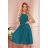 350-6 ALIZEE - chiffon dress with a binding - sea ​​color