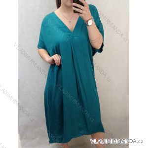 Šaty dlouhé maxi oversize krátký rukáv dámské viskoza nadrozměr (3XL/4XL/5XL ONE SIZE) ITALSKÁ MÓDA IMC22380/DR