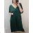 Šaty dlouhé maxi oversize krátký rukáv dámské viskoza nadrozměr (3XL/4XL/5XL ONE SIZE) ITALSKÁ MÓDA IMC22380/DUR středně modrá