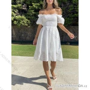 Šaty letní bavlněné krajkové carmen dámské (S/M ONE SIZE) ITALSKÁ MÓDA IMWA222609