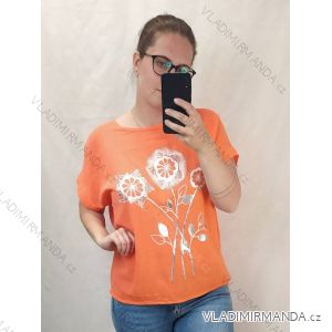 Tunika krátký rukáv dámská nadrozměr  (XL/2XL/3XL ONE SIZE) ITALSKÁ MÓDA IMWQ22049