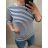T-shirt with 3/4 sleeve stripe ladies (uni sl) ITALIAN Fashion IM522PRUH L / XL White-blue