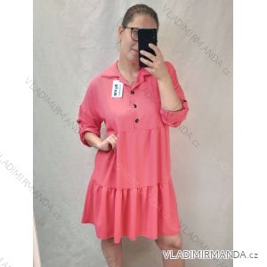 Šaty košeľové oversize 3/4 rukáv dámske nadrozmer (2XL/3XL ONE SIZE) TALIANSKA MÓDA IM422174