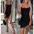 Summer short dress with straps for women (UNI S-M) ITALIAN FASHION IMM20307 black S/M