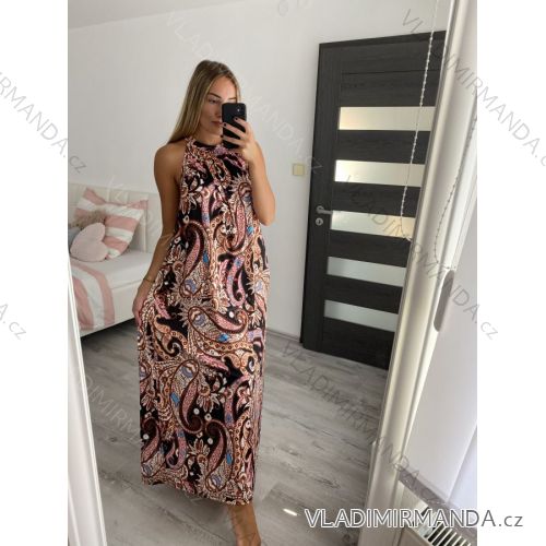 Šaty dlouhé bez rukávu letní icecool dámské (S/M/L ONE SIZE) ITALSKÁ MÓDA IMM22M2942-5