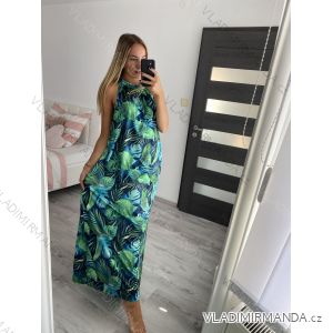 Šaty dlhé bez rukávov letné icecool dámske (S/M/L ONE SIZE) TALIANSKA MÓDA IMM22637/DR