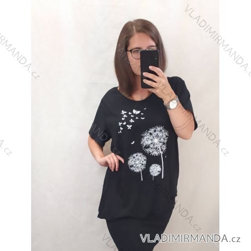 Tunika oversize krátký rukáv dámská viskoza nadrozměr (XL/2X/3XL ONE SIZE) ITALSKÁ MÓDA IMWT2223982A