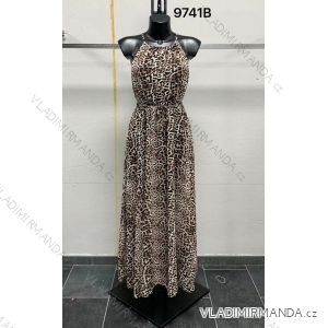 Šaty dlouhé na ramínka letní leopard dámské (S/M ONE SIZE) ITALSKÁ MÓDA IMM22982