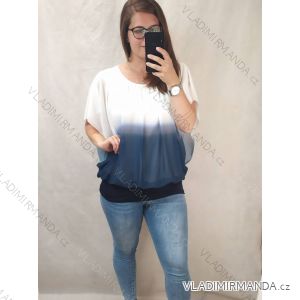 Halenka oversize šifon krátký rukáv dámská nadrozměr (XL/2XL/3XL ONE SIZE) ITALSKá MóDA IM422290