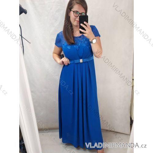 šaty plesové elegantní společenské krátký rukáv dámské nadrozměr (XL/2XL ONE SIZE) ITALSKÁ MÓDA IMM22688