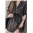 Summer Long Shirt Short Sleeve Women's Dress (S / M ONE SIZE) ITALIAN FASHION IMWB222483 black S/M