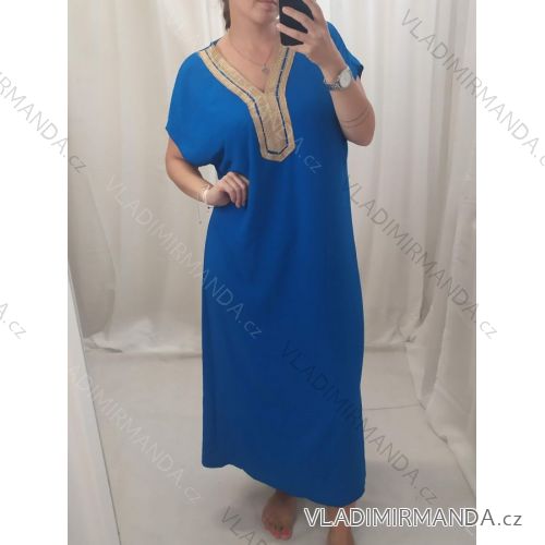 Šaty maxi dlouhé oversize letní krátký rukáv dámské nadrozměrné (M/L/XL/2XL ONE SIZE) ITALSKÁ MÓDA IMM22MS55153/DR XL/2XL královská modrá