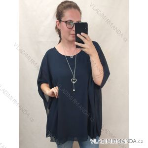 Tunika krátký rukáv s přívěskem dámská nadrozměr (3XL/4XL/5XL ONE SIZE) ITALSKÁ MÓDA IM422KEY